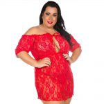 Camisola Plus Size Estilo Ciganinha em Renda Transparente