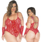 Body Plus Size com Luvas em Renda