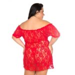 Camisola Plus Size Ciganinha Renda Ombro a Ombro com Calcinha