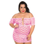 Camisola Plus Size Ciganinha Renda Ombro a Ombro com Calcinha