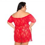 Camisola Plus Size Estilo Ciganinha em Renda Transparente