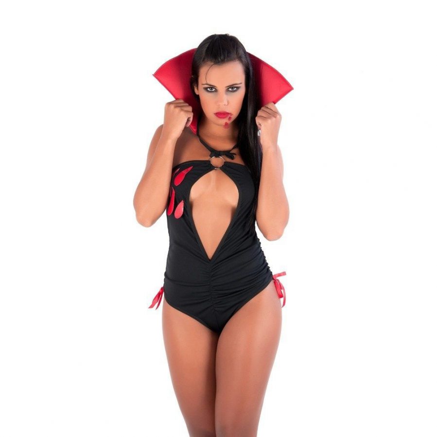 Fantasia Body Vampira Malvada com Decote Frontal