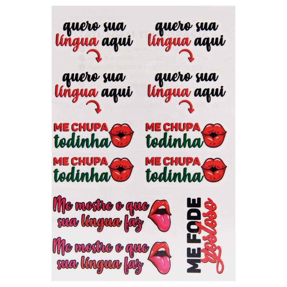 Tatuagem íntima Temporária Com Frases Ousadas Me Chupa - SutilSexy Moda  Íntima Sensual SexShop