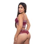 Conjunto Rendado Com Bojo Calcinha Caleçon Empina Bumbum