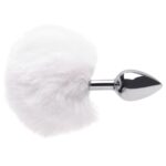 Plug Anal Médio Metal Pompom Coelho Macio Prazer e Realização 8x3,4cm