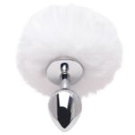 Plug Anal Médio Metal Pompom Coelho Macio Prazer e Realização 8x3,4cm