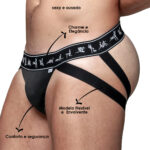 Cueca Sensual Jockstrap Cirrê Kama Sutra Faixa Dupla Bumbum a Mostra