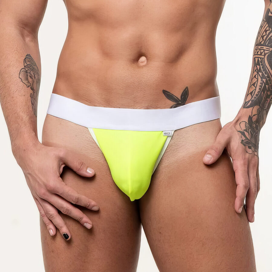 Cueca Neon Fio Dental Cós Largo Modelo Jock Fluorescente